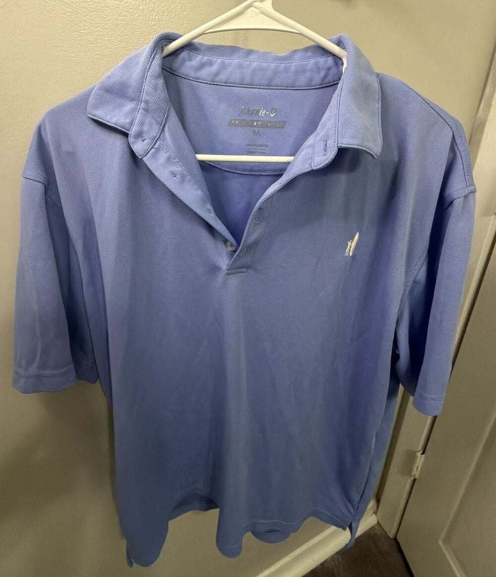 johnnie-O Men's Performance Polo Shirt Blue with 'A 1912' Embroidered Sleeve Det